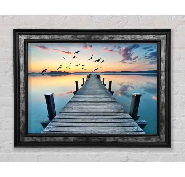 Bridge Into The Lake And Seagulls - Single Picture Frame Art Prints Bright Star Size: 59.7cm H x 84.1cm W x 8cm D on Productcaster.