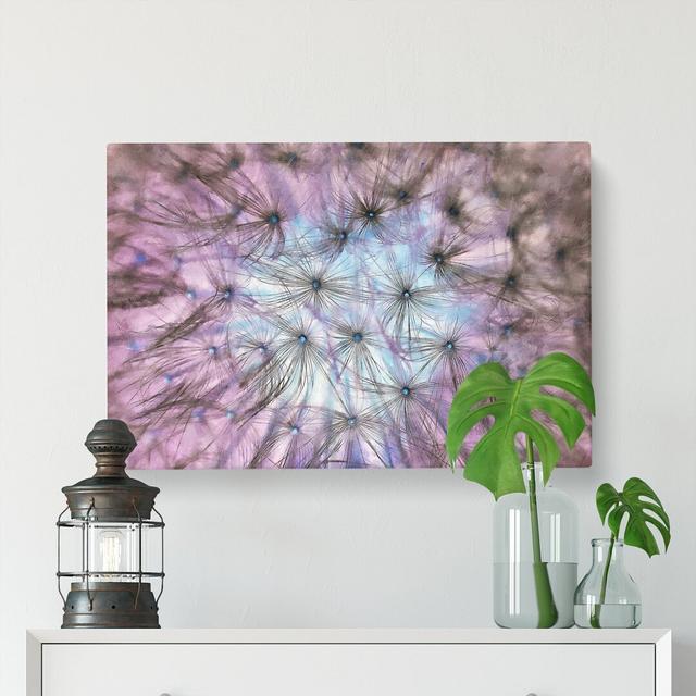 Dandelion Seeds In Blue & Pink Painting - Wrapped Canvas Graphic Art East Urban Home Size: 60cm H x 91cm W x 3cm D on Productcaster.