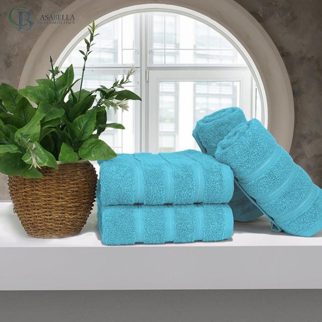 4 Piece Quick Dry Hand Towel Same-Size Bale CB CASABELLA Colour: Teal on Productcaster.