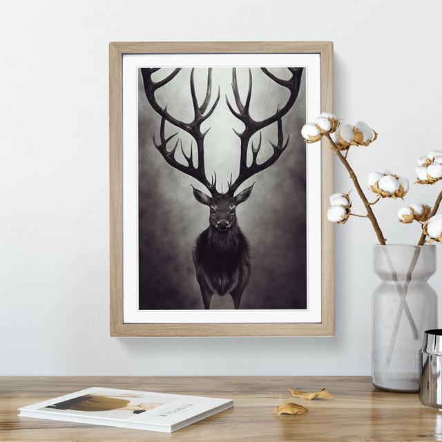 Portrait Of A Wild Stag No.1 Alpen Home Format: Oak Framed, Matte Colour: White, Size: 34cm H x 25cm W on Productcaster.