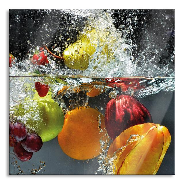 Fruit Falling in Water - Unframed Photograph on Glass Brayden Studio Size: 70cm H x 70cm W x 0.4cm D on Productcaster.