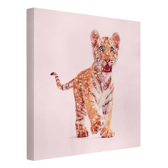 Tiger with Glitter - Wrapped Canvas Graphic Art Ebern Designs Format: 330g/m³ recycled canvas, Size: 80cm H x 80cm W on Productcaster.