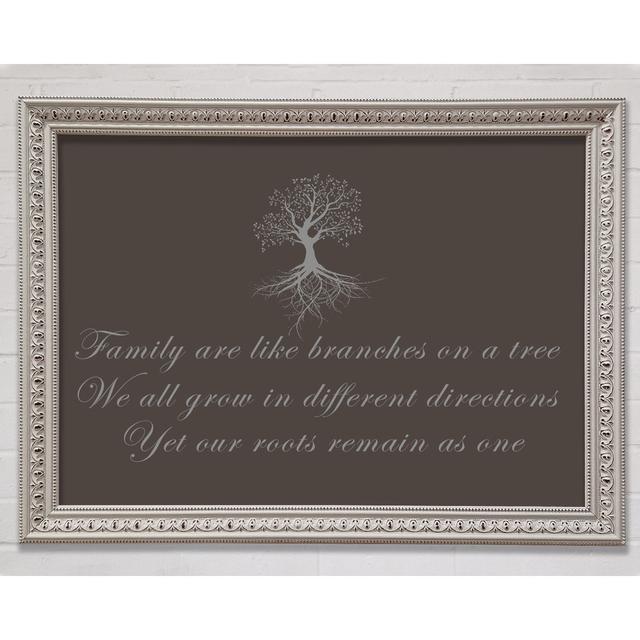 Family Quote Family Are Like Branches Chocolate Framed Print Happy Larry Size: 21cm H x 29.7cm W x 3cm D on Productcaster.