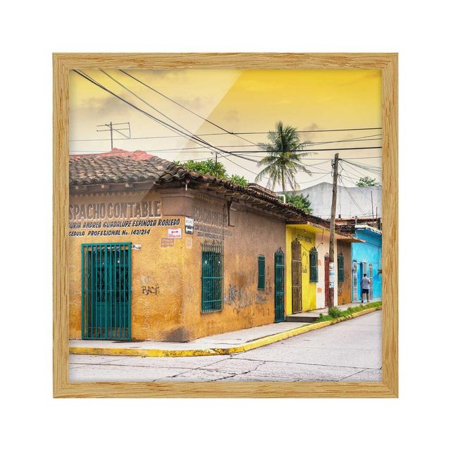 Colorful Street Sunset - Picture Frame Photograph Ebern Designs Frame Option: Brown Framed, Size: 70cm H x 70cm W x 2cm D on Productcaster.