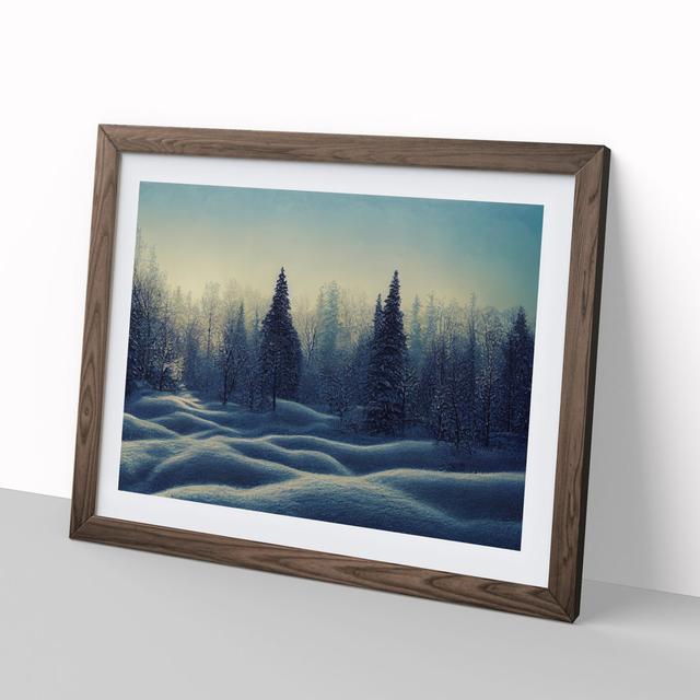 Pine Tree Forest Winter Vol.2 - Picture Frame Graphic Art Alpen Home Size: 25cm H x 34cm W x 2cm D, Format: Walnut Framed on Productcaster.