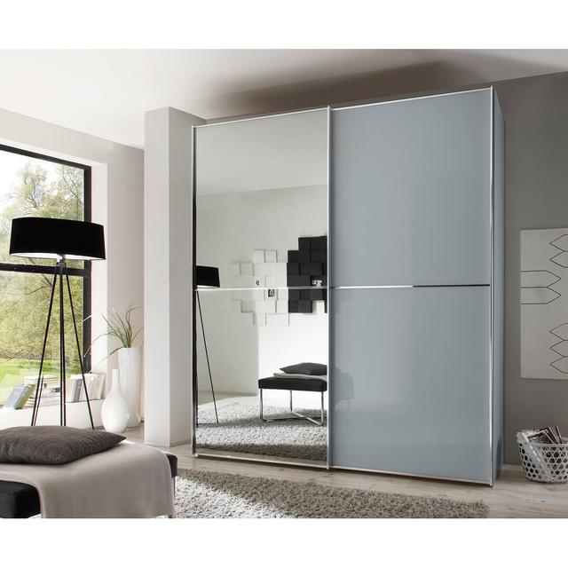 Schwebetürenschrank Sinfonie Plus 2-Türig Staud Ausführung: Hellgrauglas, Größe: 222 cm H x 188 cm B x 68 cm T, Optionale Innenausstattung: Premium on Productcaster.