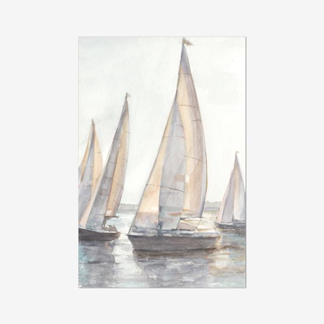 Plein Air Sailboats I by Ethan Harper - Wrapped Canvas Painting Print Beachcrest Home Size: 91cm H x 61cm W, Format: Paper Print on Productcaster.