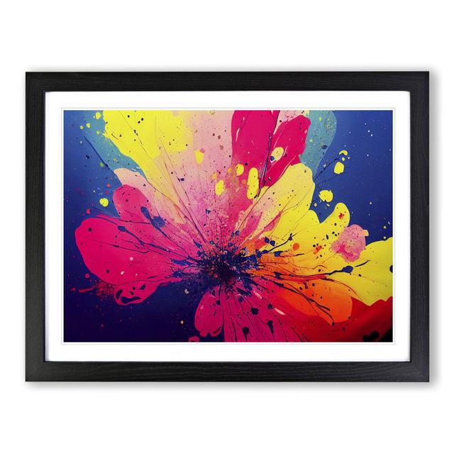 Lively Flower Splash - Picture Frame Graphic Art Marlow Home Co. Size: 34cm H x 46cm W x 2cm D, Frame Colour: Black on Productcaster.