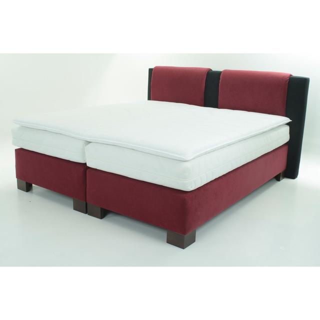 Boxspringbett Best Marlow Home Co. Größe: 90 cm x 200 cm, Farbe: Rot/Schwarz, Matratze / Härtegrad: Bonnellfederkernmatratze, H3 on Productcaster.