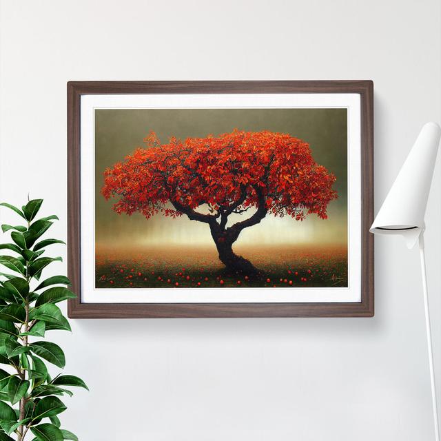 Serene Apple Tree - Picture Frame Painting Marlow Home Co. Size: 34cm H x 46cm W x 2cm D, Frame Colour: Walnut on Productcaster.