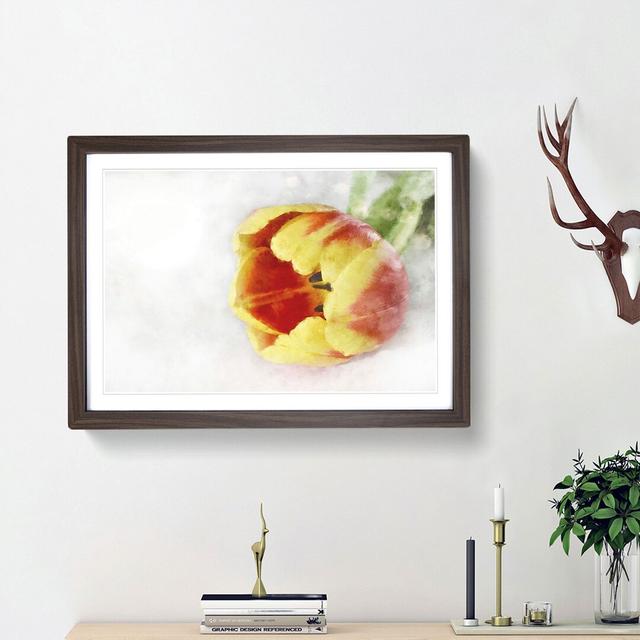 Tulip in Red & Yellow - Picture Frame Painting Print East Urban Home Frame Option: Walnut Framed, Size: 45cm H x 63cm W x 2cm D on Productcaster.