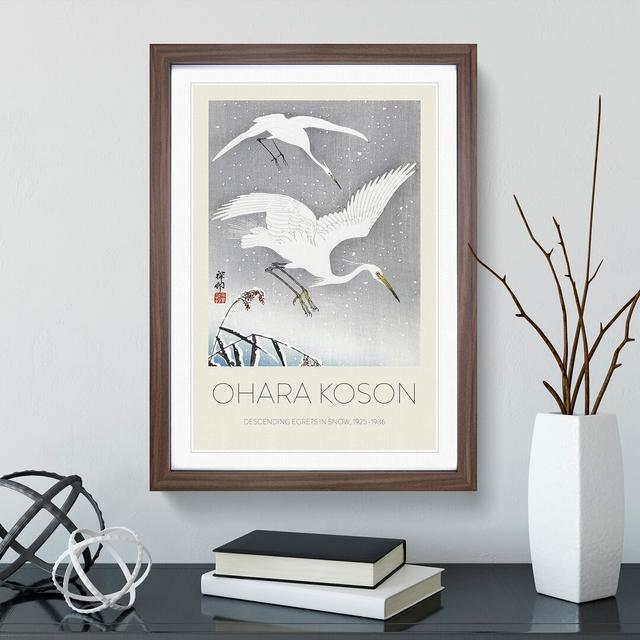 Descending Egrets by Ohara Koson - Single Picture Frame Print East Urban Home Size: 36cm H x 27cm W x 2cm D, Frame Option: Walnut Framed on Productcaster.