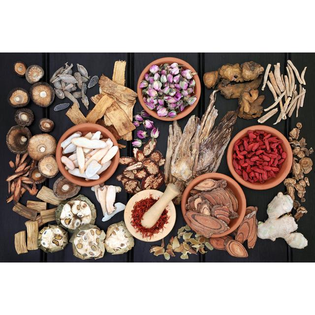 Chinese Herb Selection - Wrapped Canvas Photograph 17 Stories Size: 30cm H x 46cm W x 3.8cm D on Productcaster.