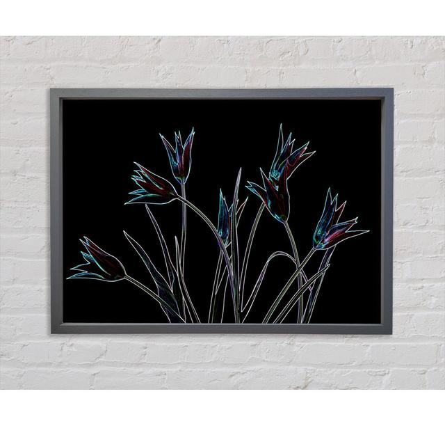 Abstract Neon Floral 31 - Print Ophelia & Co. Size: 59.7cm H x 84.1cm W x 3.3cm D, Format: Dark Grey Framed Canvas on Productcaster.