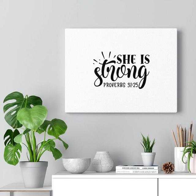 Copy of She Is Strong Proverbs 31:25 - Wrapped Canvas Typography Blue Elephant Size: 61cm H x 76cm W on Productcaster.