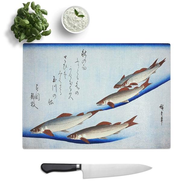 Tempered Glass River Trout Fish by Utagawa Hiroshige Chopping Board East Urban Home Size: 28.5 cm W x 20 cm L on Productcaster.