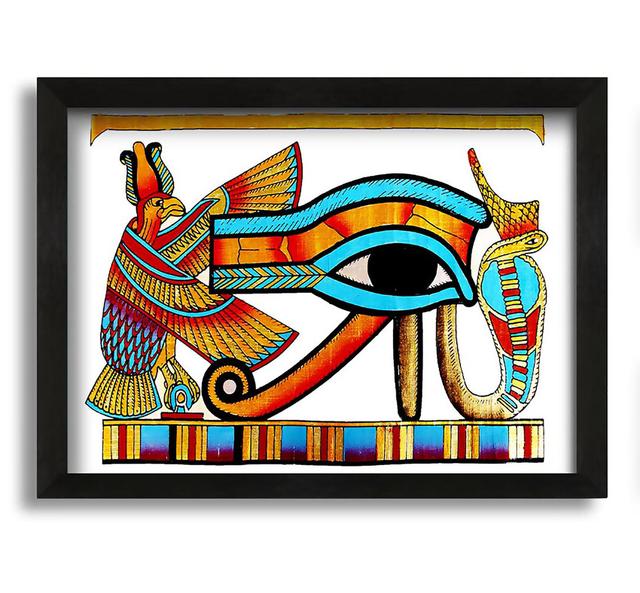 Gerahmtes Leinwandbild Egyptian All Seeing Eye Of Ra BohoLiving Format: Schwarz gerahmte Leinwand, Größe: 100cm H x 141,4cm B x 3,3cm T on Productcaster.