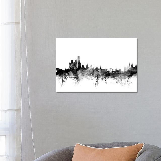 Amsterdam, The Netherlands In Black & White by Michael Tompsett - Wrapped Canvas Gallery-Wrapped Canvas Giclée Latitude Run Size: 45.72cm H x 66.04cm on Productcaster.