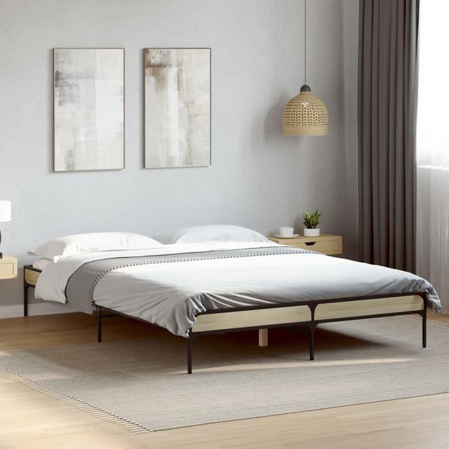 Vidaxl Bed Frame Metal Borough Wharf Colour: Sonoma Oak, Size: 140 x 190cm on Productcaster.