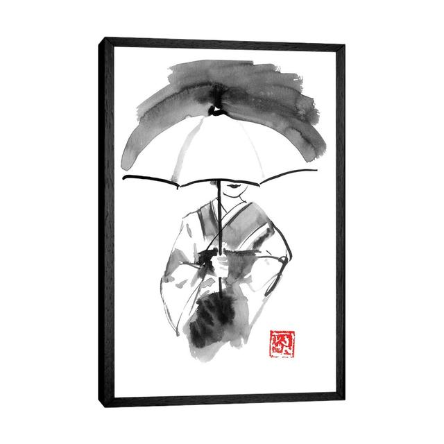 Geisha And White Umbrella by Péchane - Painting on Canvas Bloomsbury Market Format: Black Framed, Size: 101.6cm H x 66.04cm W x 3.81cm D on Productcaster.