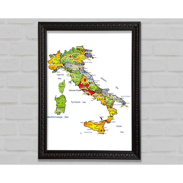 Travel Map Of Italy - Single Picture Frame Art Prints Bright Star Size: 29.7cm H x 21cm W on Productcaster.