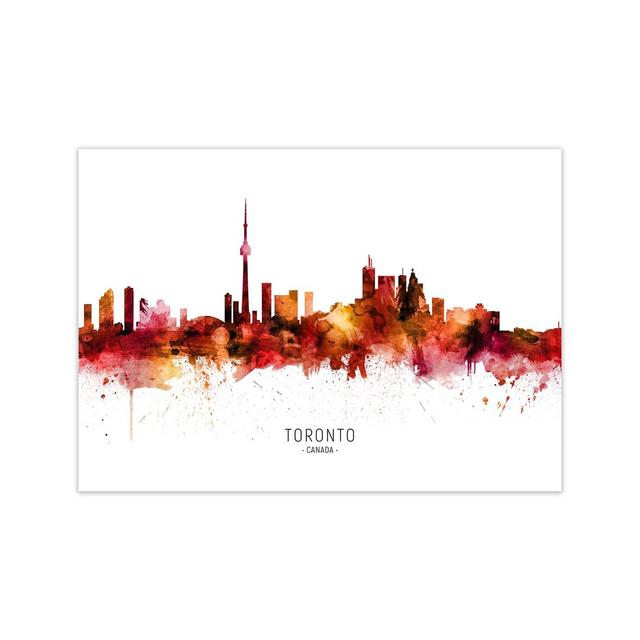 Toronto Canada Skyline Red City Name by Michael Tompsett - Print Ebern Designs Size: 42cm H x 59cm W x 1cm D, Format: Unframed on Productcaster.