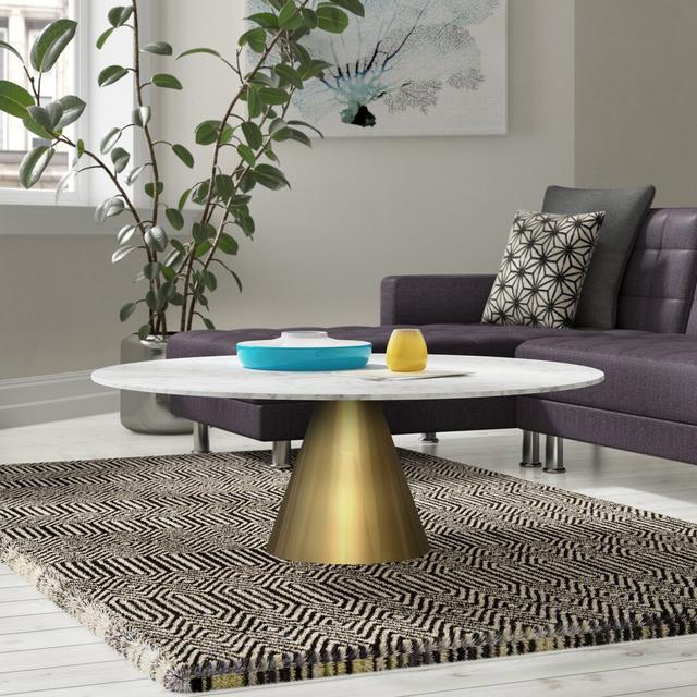 Bedminster Coffee Table Ebern Designs Size: 33.3cm H x 110cm W x 110cm D, Table Base Colour: Brass on Productcaster.