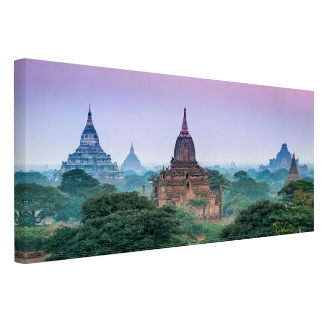 Sacred Building in Bagan - Wrapped Canvas Graphic Art Ebern Designs Size: 50cm H x 100cm W, Format: 330g/m² recycled canvas on Productcaster.