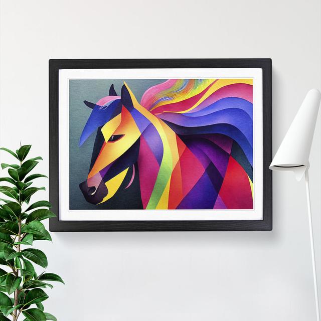 Horse In Abstract - Single Picture Frame Print Natur Pur Frame Colour: Black Framed, Size: 46cm H x 64cm W x 2cm D on Productcaster.