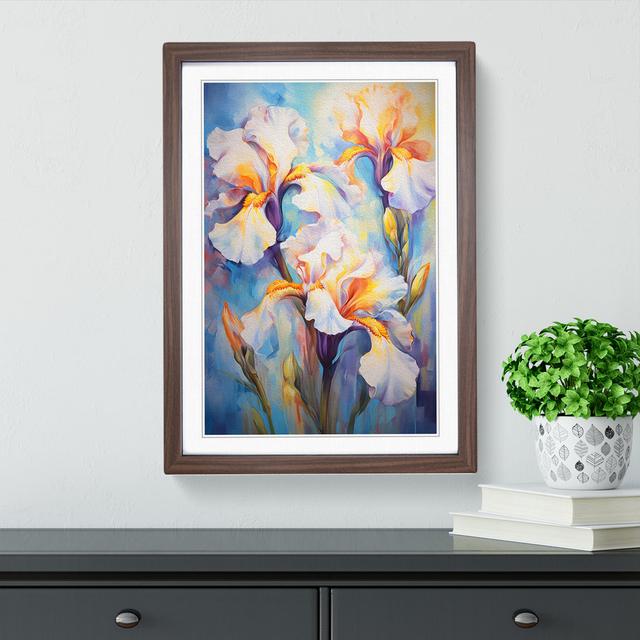 Iris Flower Impressionism No.4 - Single Picture Frame Print on Wood Marlow Home Co. Size: 64cm H x 46cm W x 2cm D, Format: Walnut Framed on Productcaster.