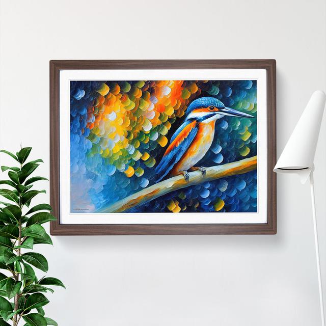 Kingfisher Bird Vol.1 Abstract - Picture Frame Graphic Art ClassicLiving Frame Colour: Walnut, Size: 46cm H x 64cm W x 2cm D on Productcaster.