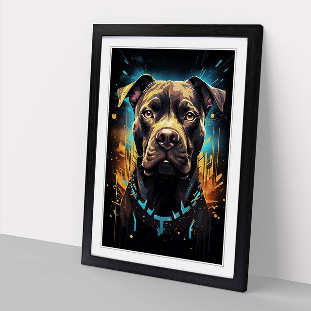 Staffordshire Bull Terrier Futurism - Single Picture Frame Art Prints on Wood Marlow Home Co. Size: 64cm H x 46cm W x 2cm D, Frame Colour: Black on Productcaster.