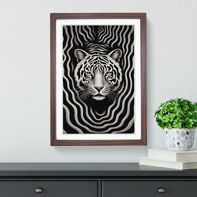 Tiger Op - Single Picture Frame Print on Wood World Menagerie Format: Walnut Framed, Size: 64cm H x 46cm W on Productcaster.