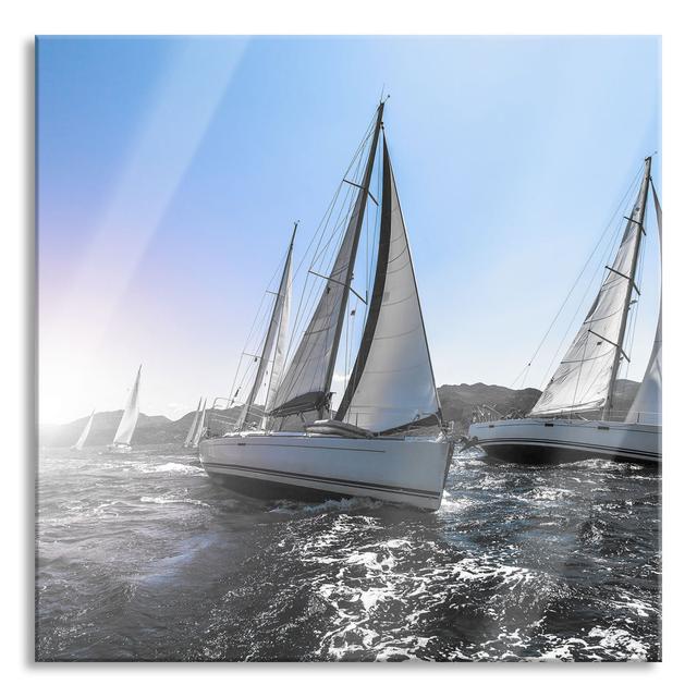 Luxury Yachts at Regatta - Unframed Photograph on Glass Longshore Tides Size: 70cm H x 70cm W x 0.4cm D on Productcaster.