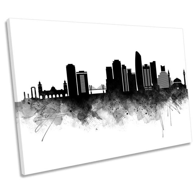 Amman Jordan Abstract City Skyline - Wrapped Canvas Print Ebern Designs Size: 30.5cm H x 45.7cm W x 2cm D on Productcaster.