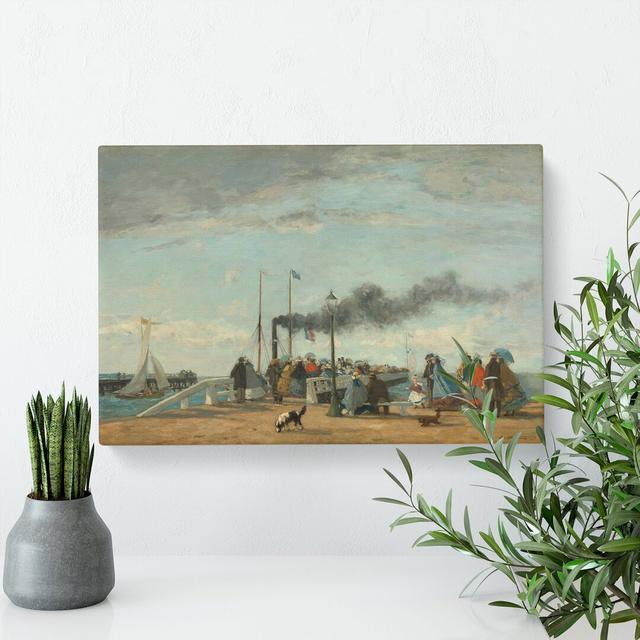 Jetty and Wharf at Trouville by Eugene Boudin - Wrapped Canvas Painting East Urban Home Size: 50cm H x 76cm W x 3cm D on Productcaster.