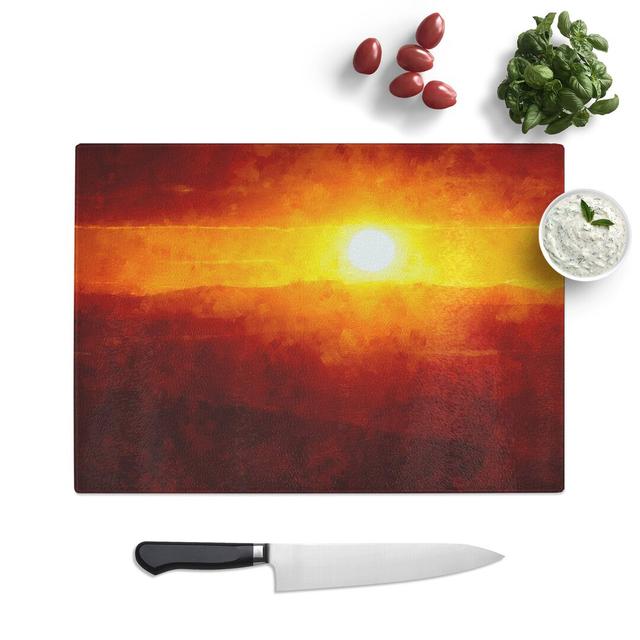 Tempered Glass Sunset over the Hills Chopping Board East Urban Home Size: 20 cm x 28.5 cm on Productcaster.