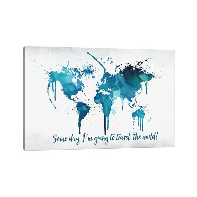 World Map Travel The World Ivy Bronx Size: 30.48cm H x 45.72cm W x 1.91cm D, Format: Wrapped Canvas on Productcaster.