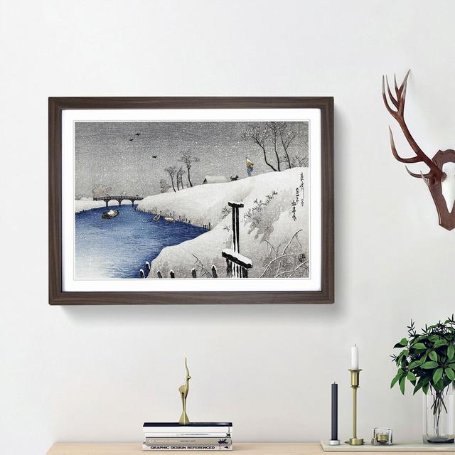 Snow on Ayase River by Takahashi Shotei - Picture Frame Painting Print East Urban Home Frame Option: Walnut Framed, Size: 36cm H x 48cm W x 2cm D on Productcaster.