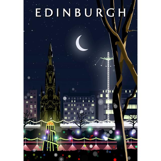 'Edinburgh Night' Graphic Art George Oliver Size: 40 cm H x 30 cm W x 1 cm D, Format: No Frame on Productcaster.