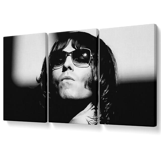 Liam Gallagher Oasis - 3 Piece Wrapped Canvas Graphic Art Ebern Designs Size: 142.2cm H x 304.8cm W on Productcaster.