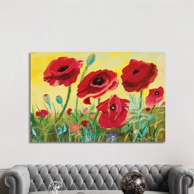 Victory Red Poppies II by Robin Maria - Painting on Canvas Rosalind Wheeler Size: 101.6cm H x 152.4cm W x 3.81cm D, Format: Wrapped Canvas on Productcaster.