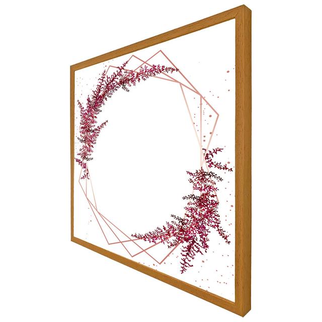 Singraul Pink Flower AndGeometric Shapes - Single Picture Frame Art Prints ClassicLiving Size: 76cm H x 76cm W x 4cm D, Frame Colour: Oak Framed on Productcaster.