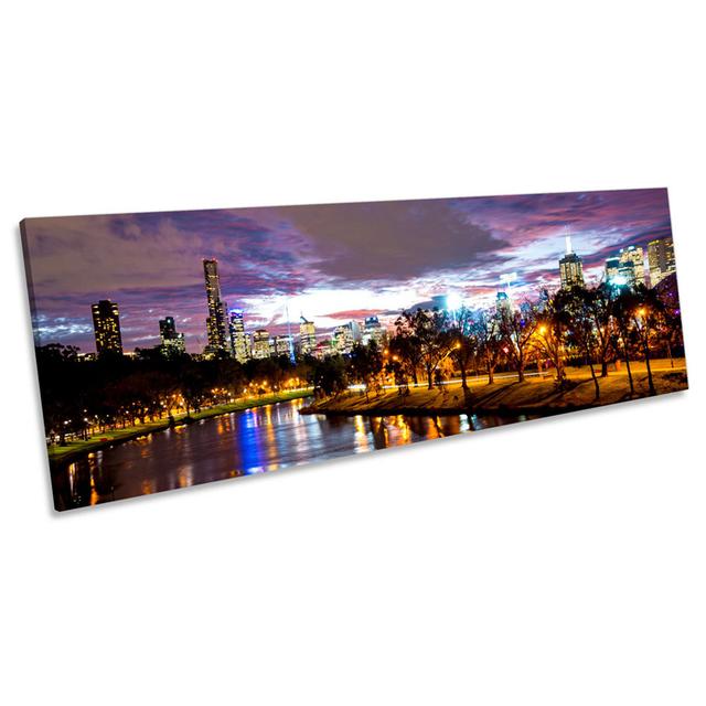 Melbourne Australia City Night - Wrapped Canvas Panoramic Print 17 Stories Size: 45.72cm H x 137.16cm W x 2cm D on Productcaster.