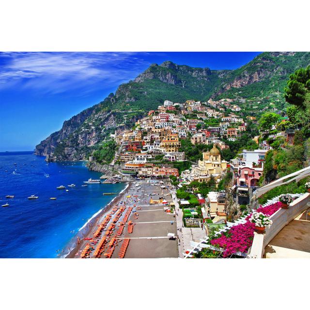 Scenic Positano - Wrapped Canvas Photograph Breakwater Bay Size: 61cm H x 91cm W x 3.8cm D on Productcaster.