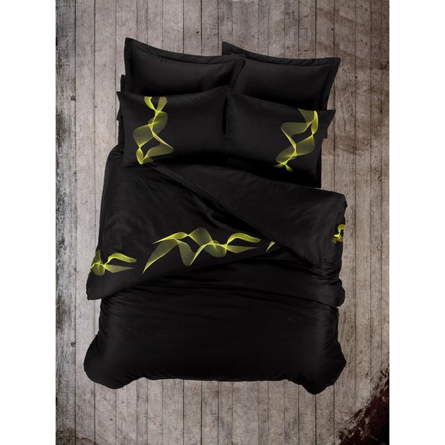 Suffolk Yellow/Black 100% Cotton Duvet Cover Set Ivy Bronx on Productcaster.