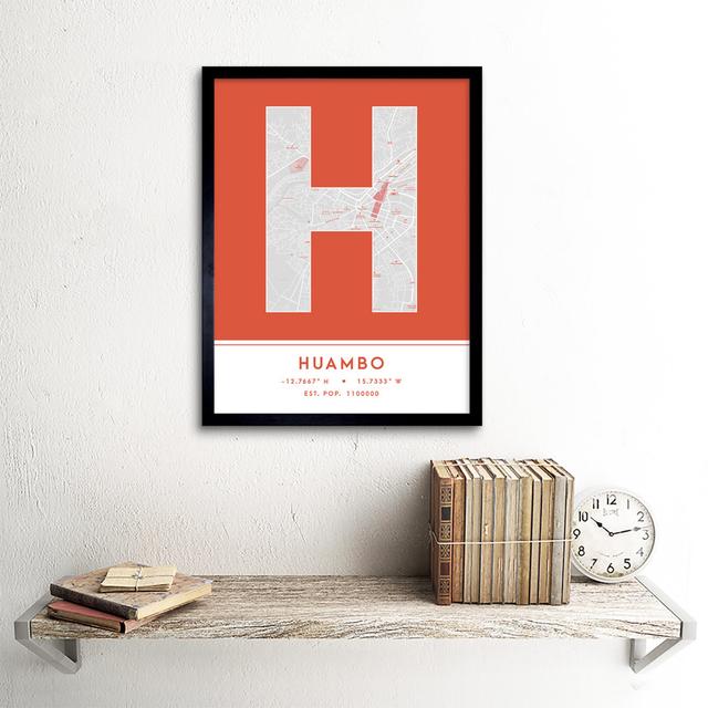 Huambo City Map Huambo Orange by Wee Blue Coo - Single Picture Frame Typography Wee Blue Coo on Productcaster.