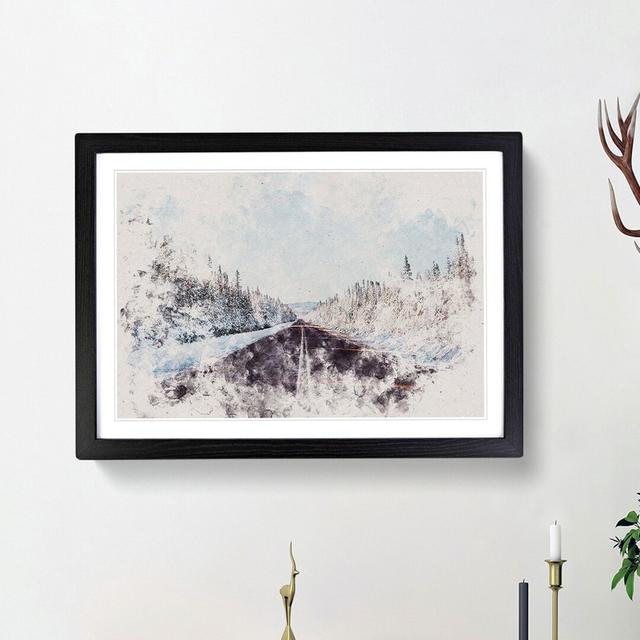 Road Through a Forest in Canada Watercolour - Picture Frame Graphic Art Print East Urban Home Size: 45cm H x 63cm W x 2cm D, Frame Option: Black Frame on Productcaster.