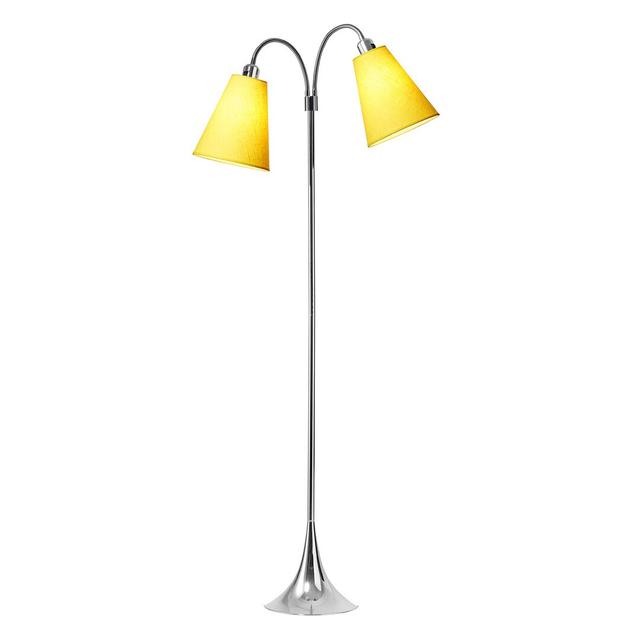 135 cm Stehlampe Heitz Ebern Designs Schirmfarbe: Gelb, Gestellausführung: Chrom on Productcaster.