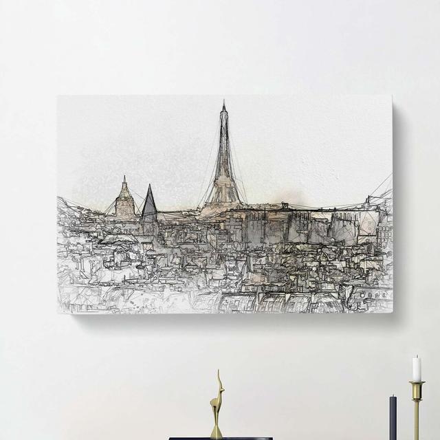 Misty Eiffel Tower In Paris France In Abstract - Wrapped Canvas Print East Urban Home Size: 35cm H x 50cm W x 3cm D on Productcaster.